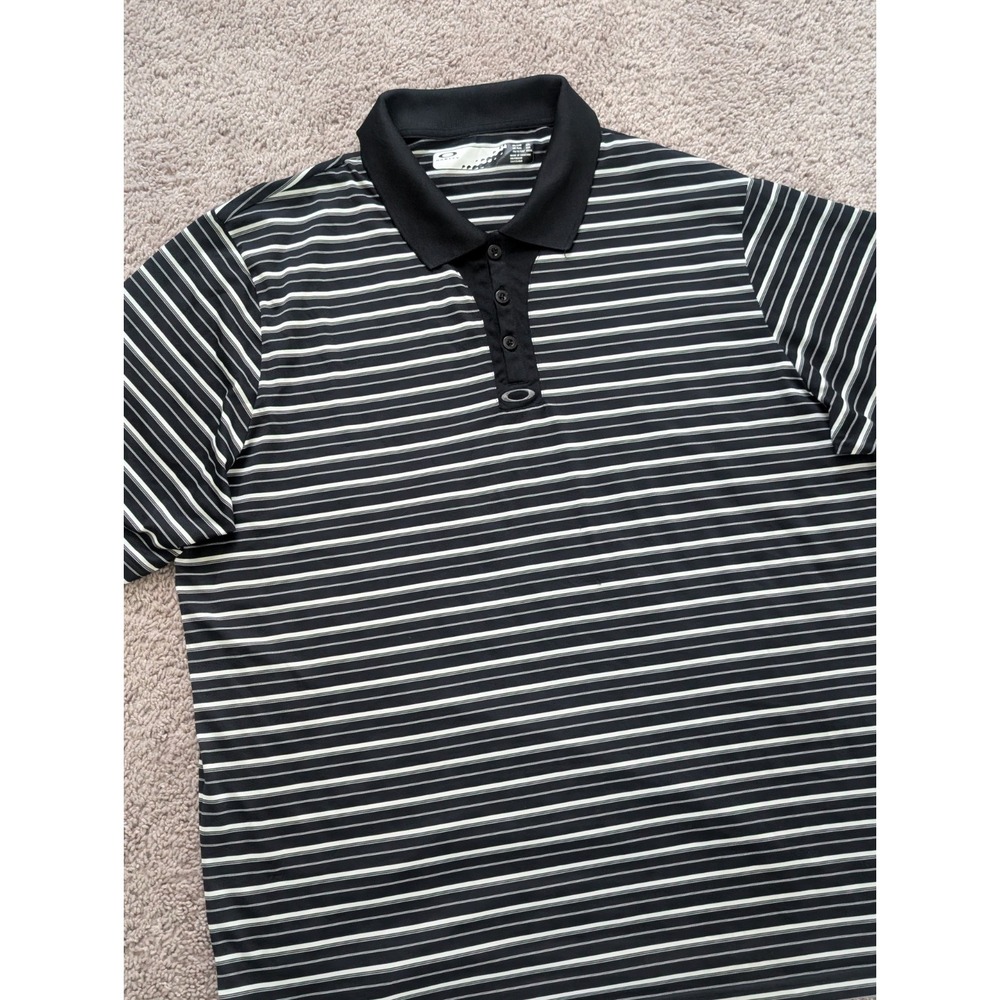 Oakley Golf Polo Mens XXL Hydrolix Performane Static Stripes Skull Collection